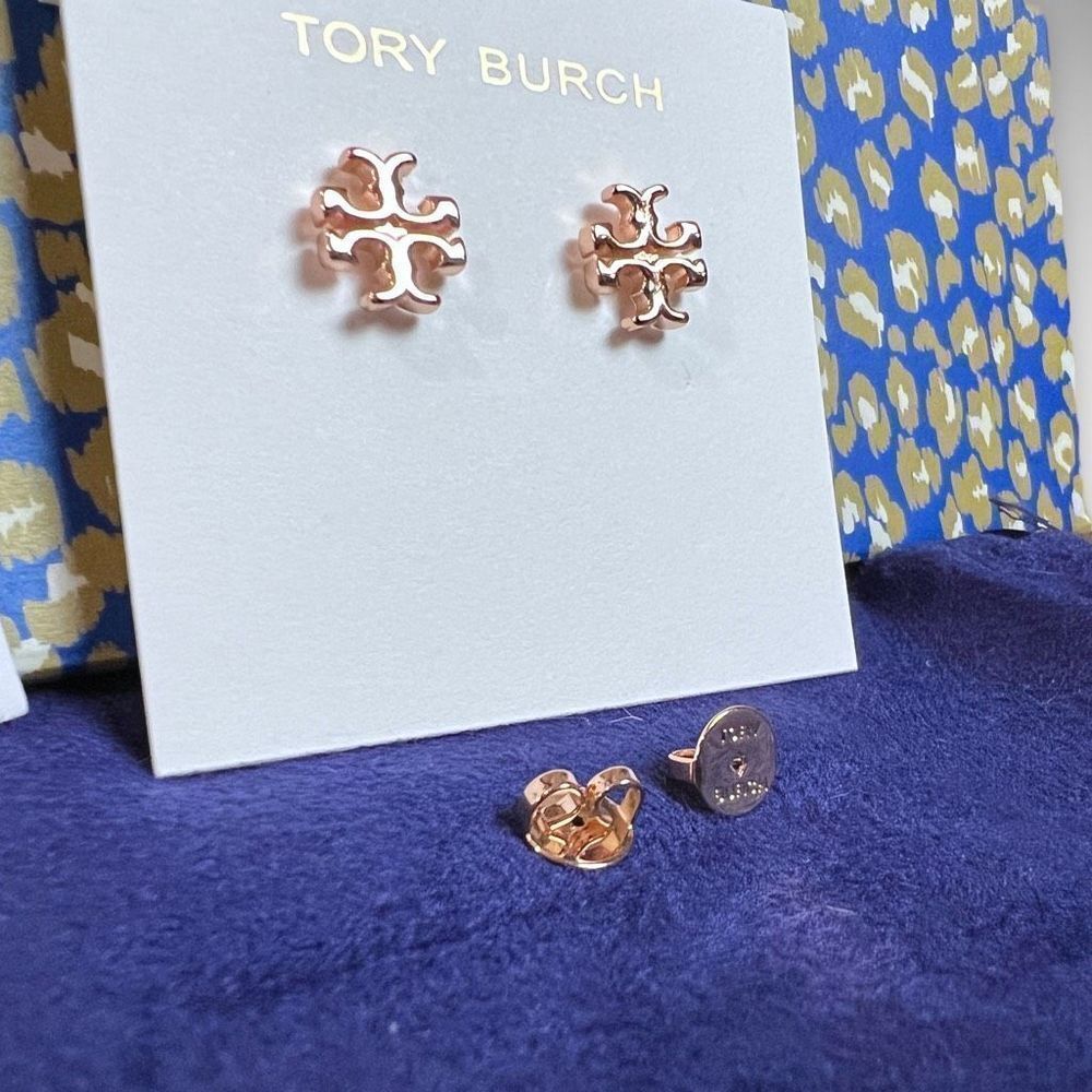 New Tory Burch 18k Kira Rose Gold Studs $78 - Picture 12 of 12